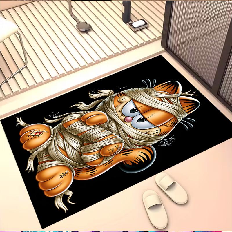 Tapete Estampado Garfield, Carpete de Chão Lavável, Para Entrada Quarto de Estudante Lavanderia Escritório Estudo, Decoração de Casa Presente de Aniversário Natal
