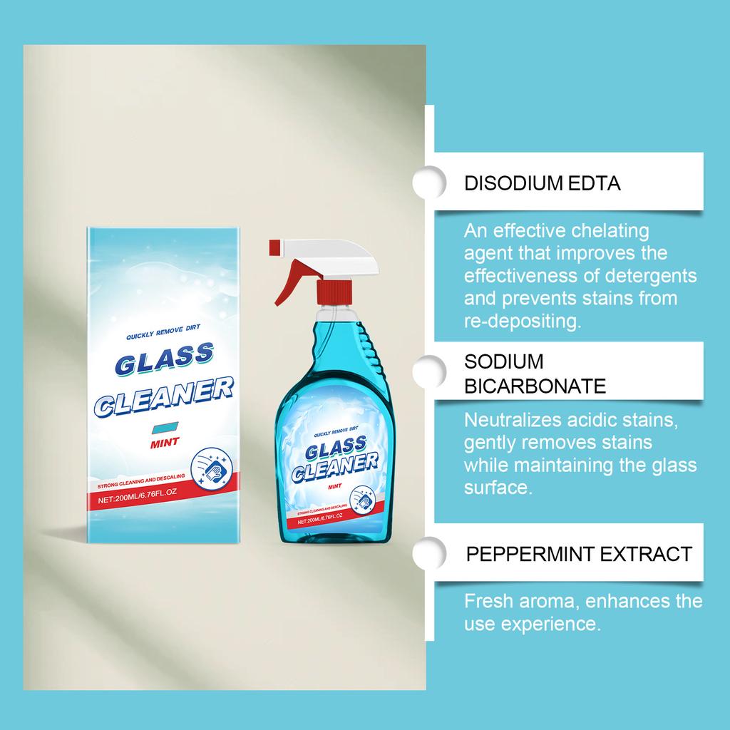 Minzduftender Glasreiniger, Fett,, Und Flecken, Hinterlässt Glas strahlend sauber Und .200ml