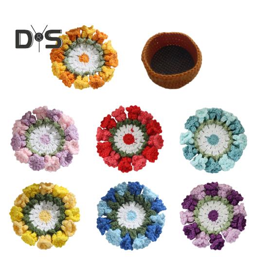 Květinový tkaný podtácek, protiskluzové držáky na kelímky, prostírání, dekorativní háčkovaná konvalinka, podložka na nápoje, opakovaně použitelný prostírání na stůl, kuchyňské doplňky.