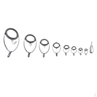 9 Pieces Stainless Steel Fishing Rod Guide Tip Repair Kit Set Different Size