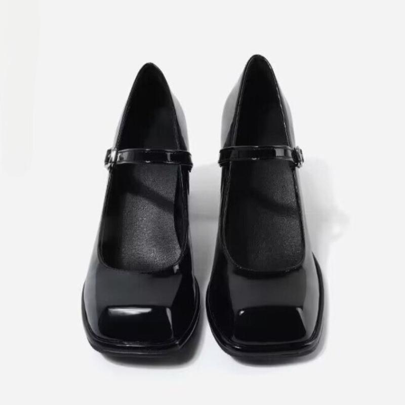 Fashion Mary Janes Office Ladies Solid Elegant Vintage Black Sandals Woman Buckle Non-Slip Casual Medium Heels Heels Korean 2025 Summer