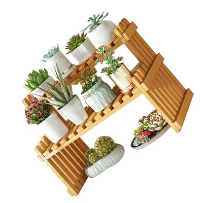 Table Top Bamboo Plant Stand Desktop Flower Shelf Rack for Indoor Outdoor Home Patio Lawn Garden Balcony