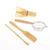 4Pcs Matcha Whisk Set Handmade Bamboo Matcha Whisk Traditional Tea Scoop Deep Scoop Tea Strainer Clear Whisk Storage Holder