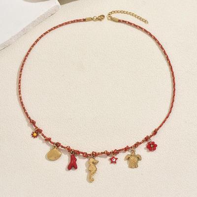 Vintage Geweven Touw Ketting Ketting Gepersonaliseerde Oceaan Stijl Hanger Accessoire Dames Sleutelbeen Ketting Sieraden Cadeaus