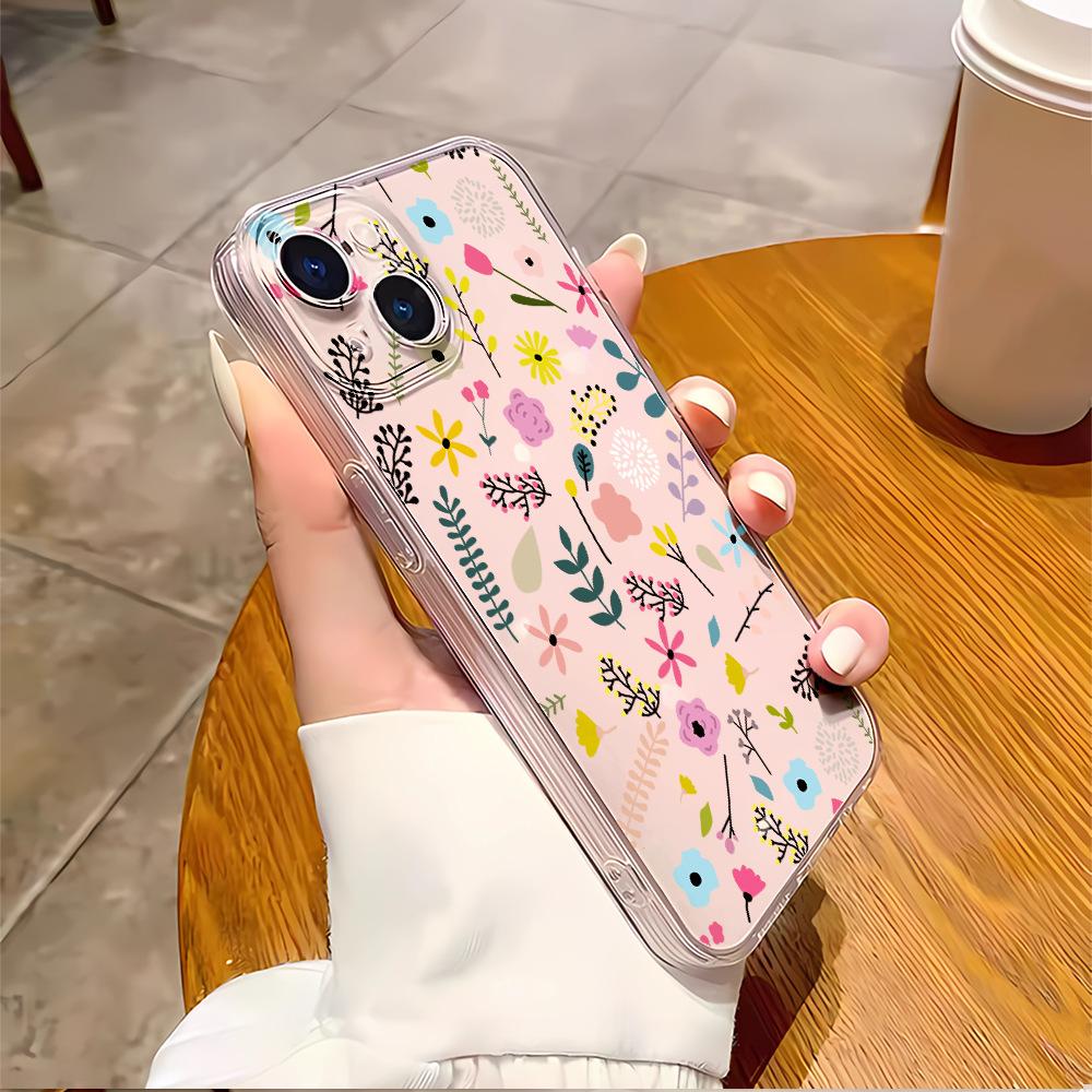 UV-Lackierte Blume und Gras Apfel 16 Handyhülle iphone17promax transparent stoßfest 15 weiche Hülle Schutzhülle 12pm