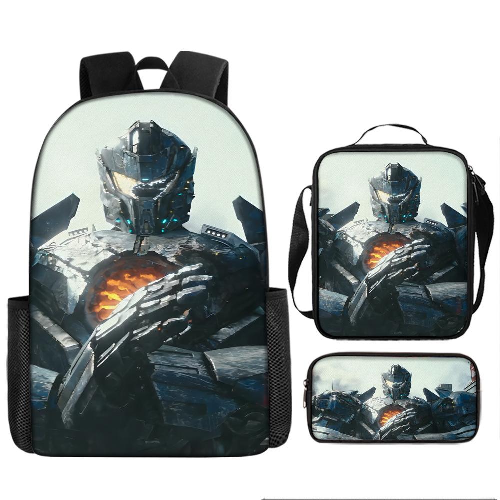 Pacific Rim schoolbag, primary and secondary school students, boys, mecha war, monster backpack, kindergarten burden reduction three-piece set
