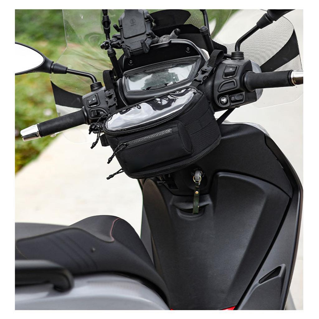 Motorcycle Waist Pack Expandable Front Handlebar Bag with Touchscreen Window for Navigation Large Capacity Storage