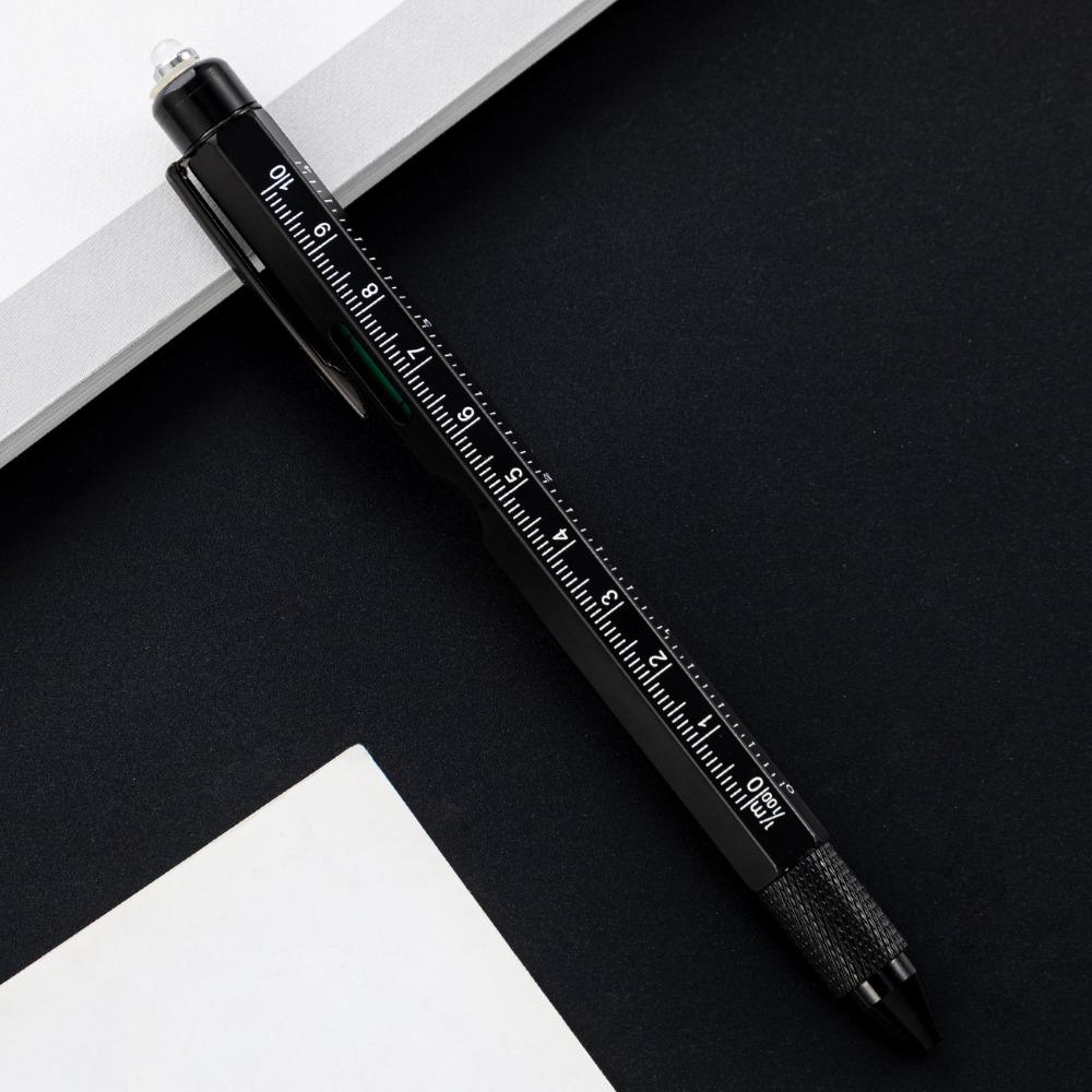 Metall-Multitool-Stift 9-in-1 Mit LED-Licht Wasserwaage Schraubendreher Lineal Kugelschreiber Holzbearbeitungsstift Bauwerkzeuge