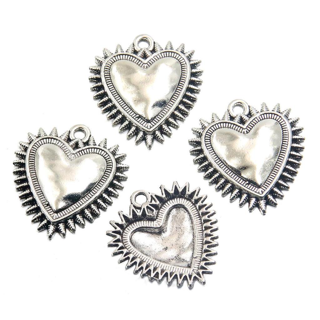 25x27mm Retro Gothic Heart Drip Oil Pendant for DIY Bracelet and Necklace Jewelry