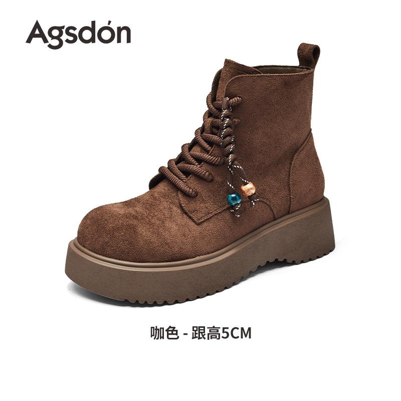 Augustine brown Martin boots women's 2025 new autumn small thick-soled Merard knight boots western boots