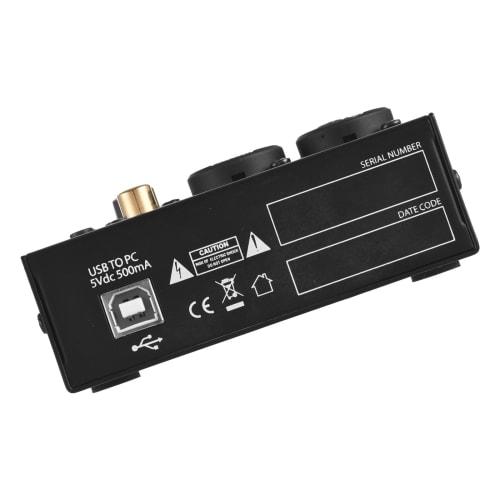 2-Channel USB DJ Mixer with EQ Phantom Power Compact Sound Card Audio Mixer Board for Live Performance and Recording