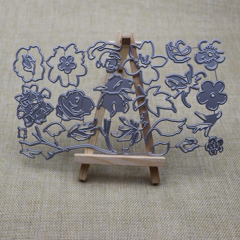 Grener Blomster Blader Sett Metall Skjæredies Stensiler for DIY Scrapbooking fotoalbum Preging