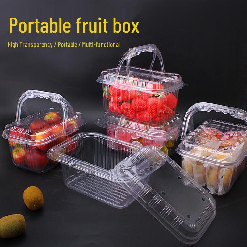 Zebian Disposable Transparent Rectangular Fruit Tote Baskets (100-Pack)
