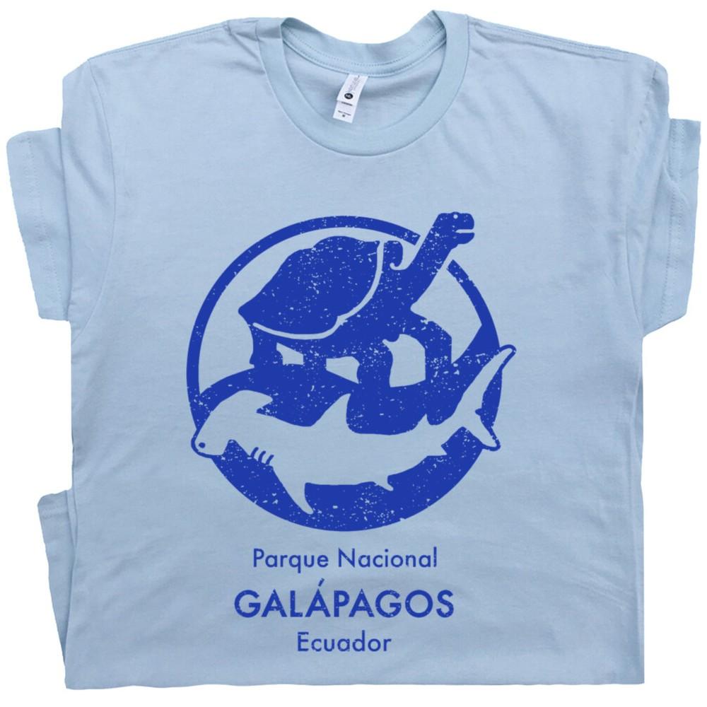 Galapagos Islands T Shirt Sea Turtle Science Charles Darwin Cool Retro Men Women L