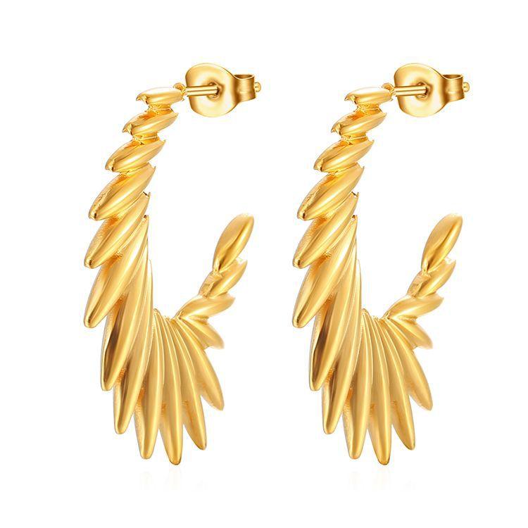 Fashion Angel Wings Stainless Steel Earrings Suitable for Women's Daily Wear Simple Trend Earrings