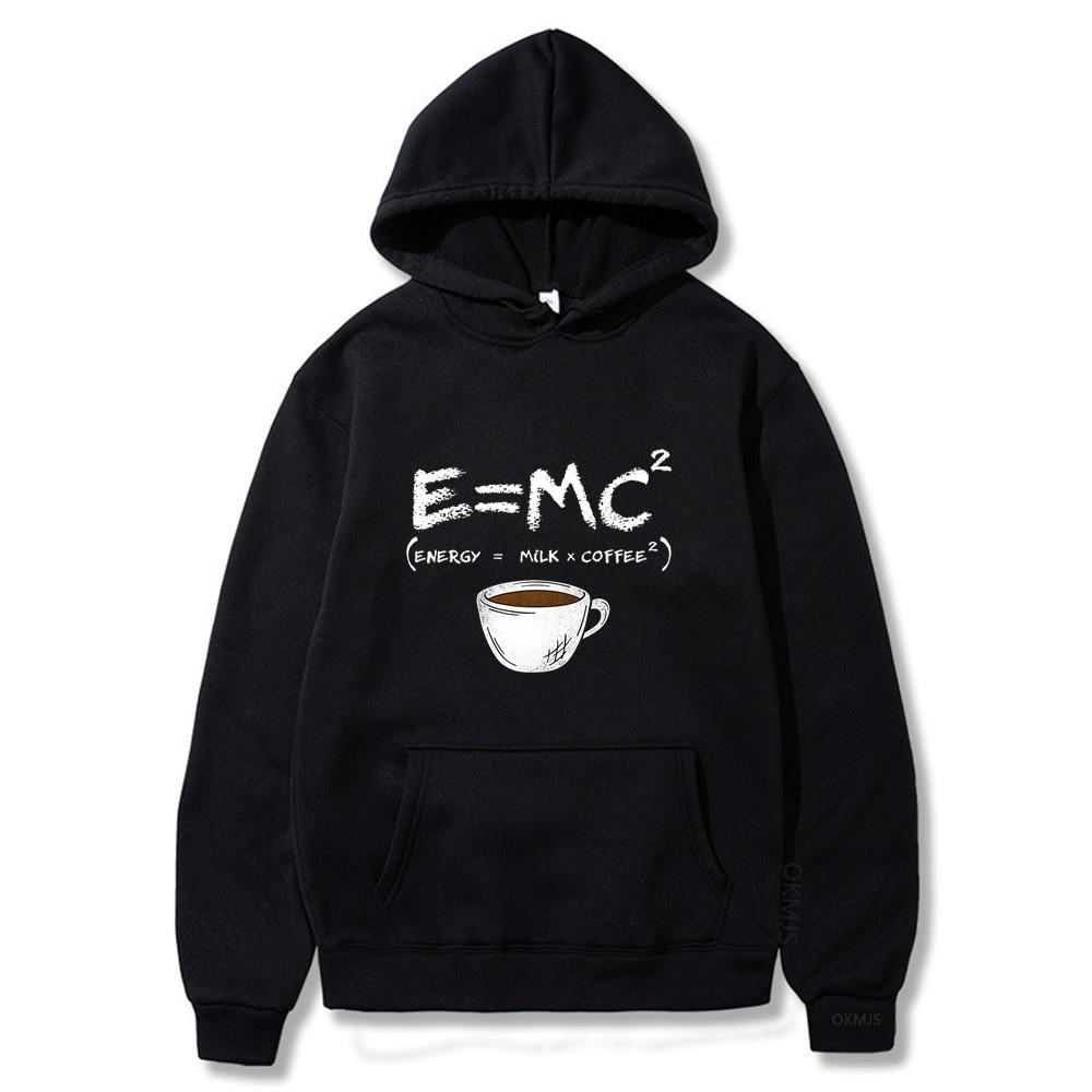 

Energy=Milk+Coffee Printed E=MC2 Funny Hoodie Unisex s Loose Oversized Hoodies Fashion Casual Sweatshirt Street Hip Hop Hoody Man