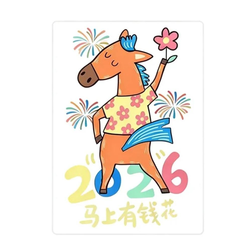 Cartoon Horse Chinese New Year Window Stickers Multicolor Zodiac Horse Year Blessing Decals Electrostatic Double Side
