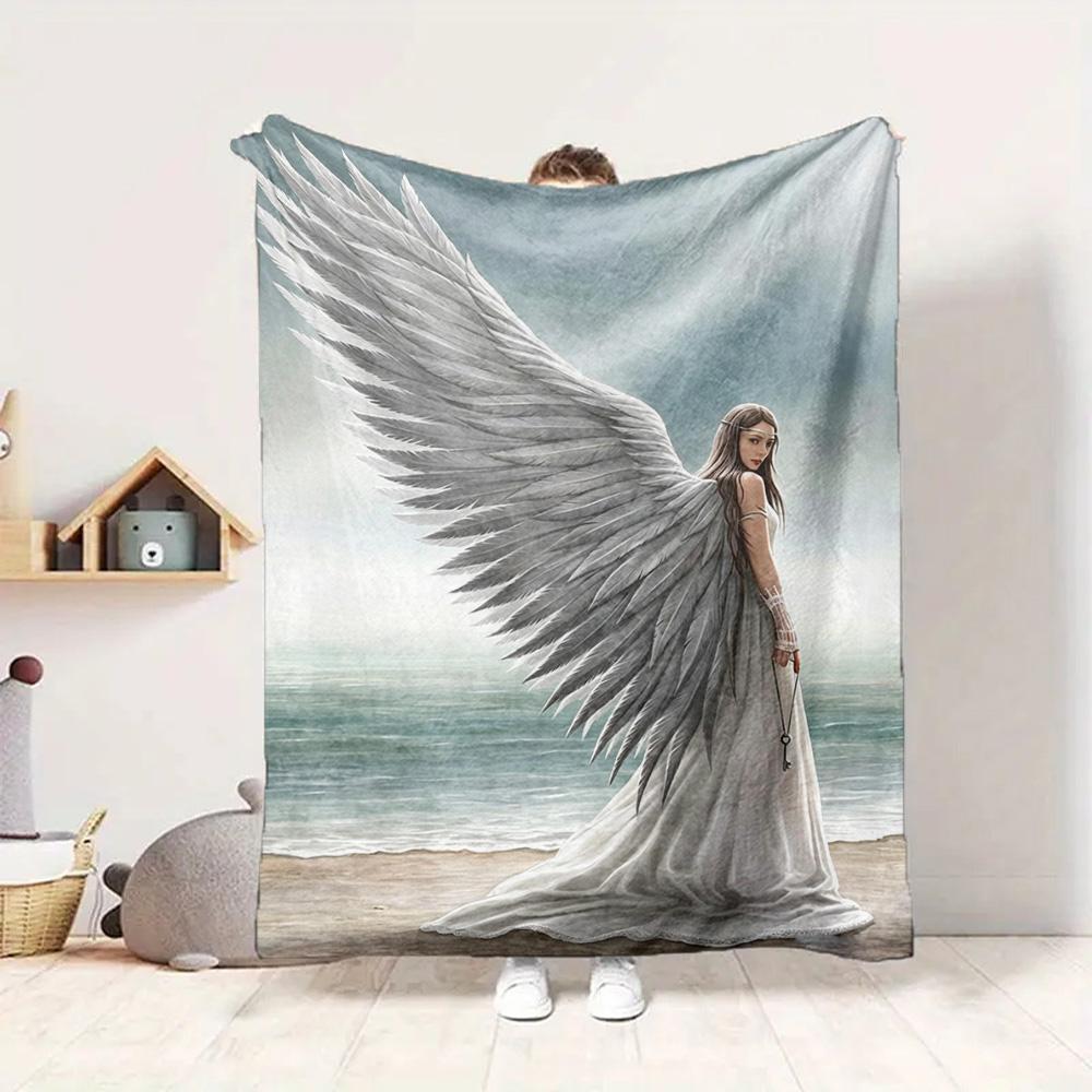 Angel Wings Flannel Blanket Throw Blanket Soft Warm Sofa Bed Camping Home Decor Unique Christmas Gift Cs92297