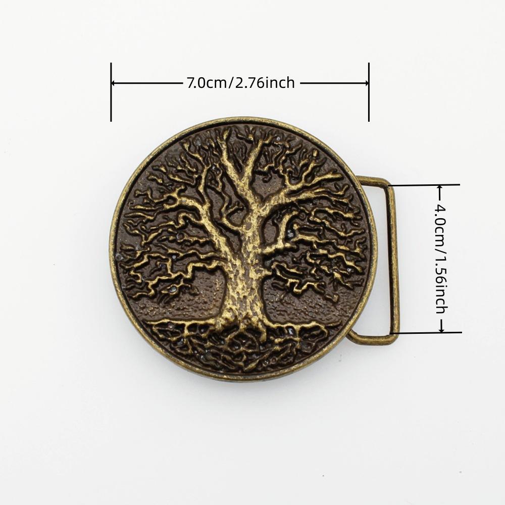 Western Denim Carved Belt Buckle Punk Cross Board Buckle Big Tree Leather Belt Buckle Ethnic Style Smooth Buckle