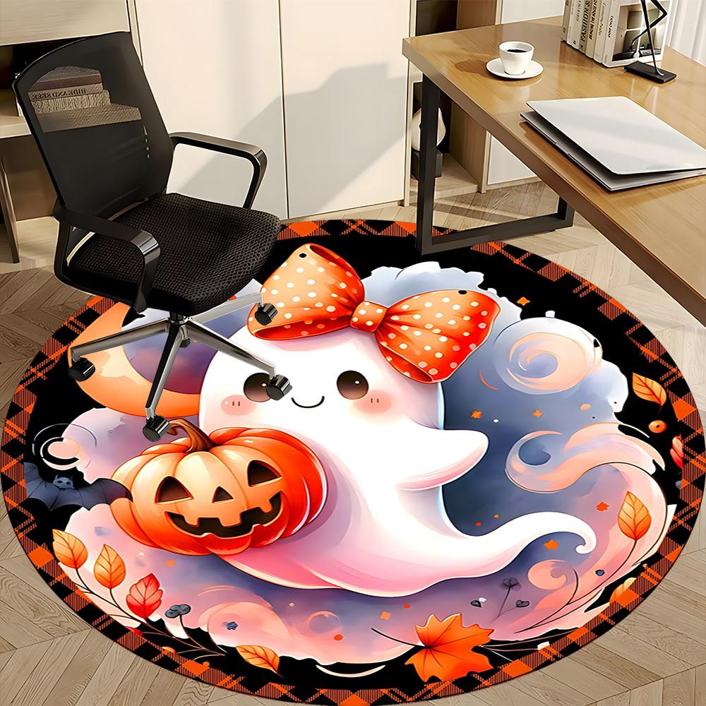 1pc Halloween Ghost Chair Carpet for Office Non-Slip,  Machine Washable Rug for Office, Room - Polyester, Machine Made yy251029140