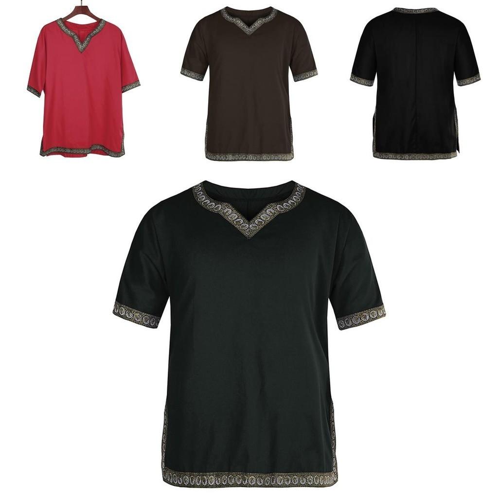 Stylish V-neck Medieval Tunic Top Shirt For Men Perfect For Renaissance Festivals