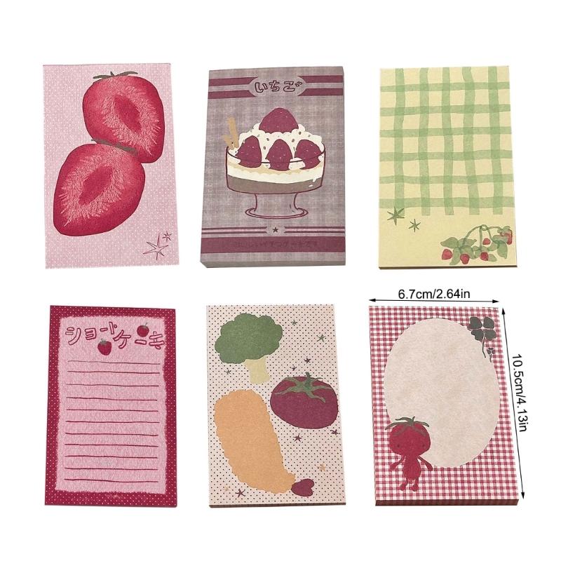 Cute Fruit Pattern Theme Design Reusable Stick Note Selves Adhesive Write Pad Removable for Journaling Office School