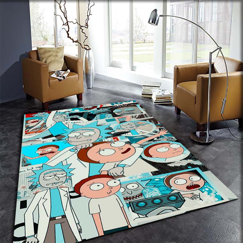Rick and Morty pattern bedroom, living room, office decorative carpet, family bedroom headboard carpet, door mat, bathroom mat.