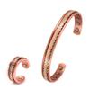 Vinterly Jewelry-Set Magnetic Copper Bracelet Ring Healing Energy Women 8.3mm Rose Adjustable Open Cuff Bangles Resizable