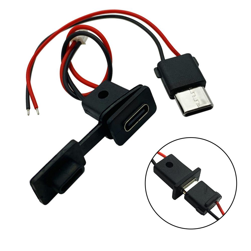 Type-C Connector USB-C Charging Socket With Snap Lock Plate TYPE-C Male Female Waterproof Connector Power Tools Parts