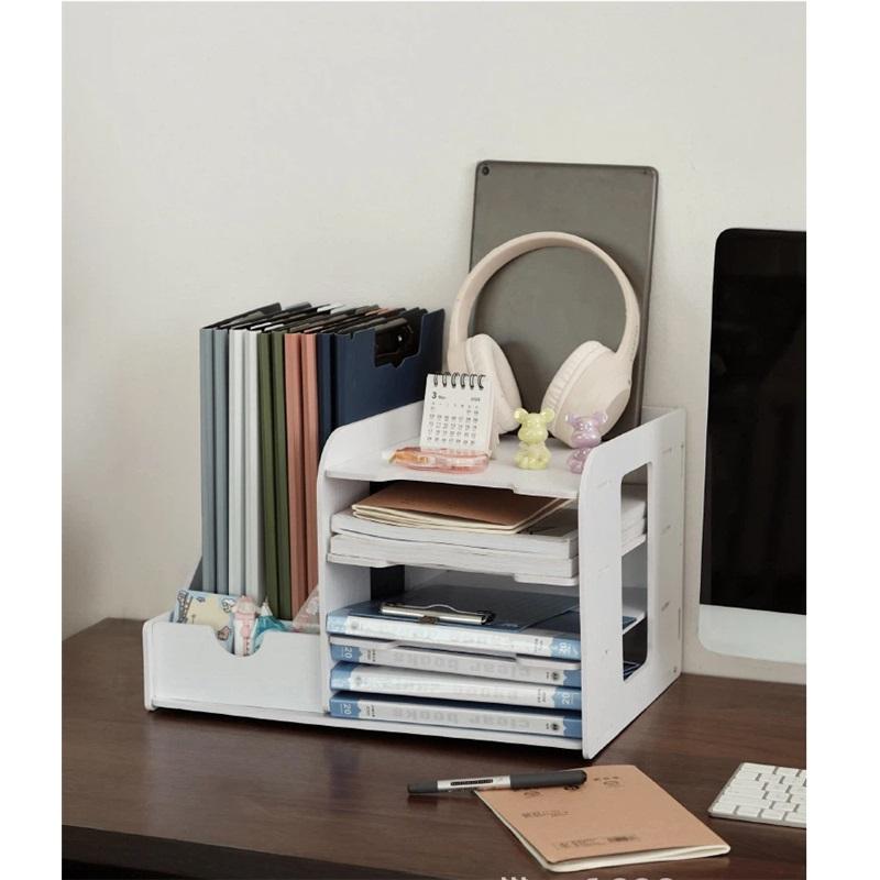 Desk Organizer Shelf - Multi-purpose Book Magazine Storage Stand Holder for School Office Supplies