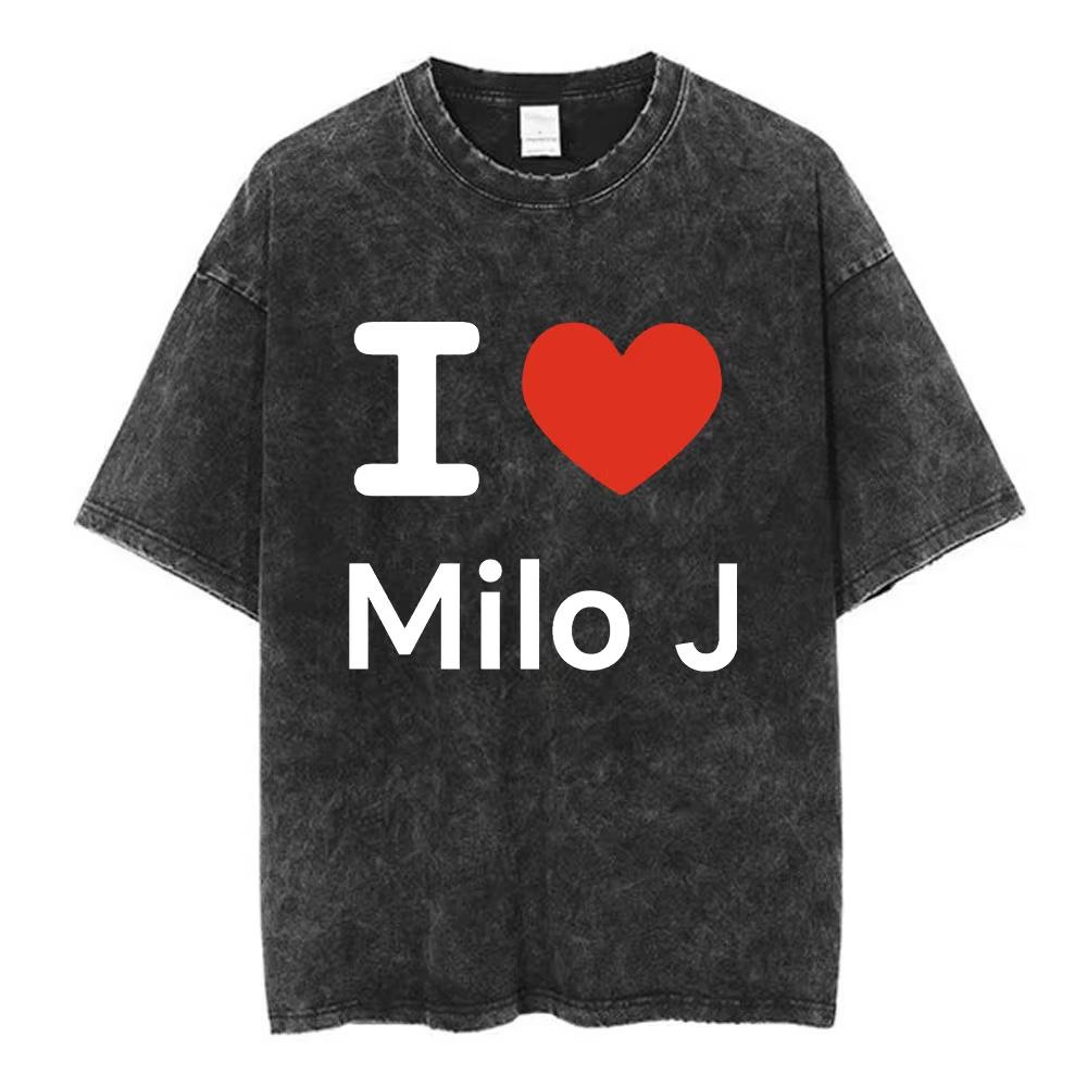 Rapper Milo J Tour T-Shirt Album Merch T-Shirt Herren Damen Mode Hip Hop Vintage Gewaschen Kurzarm T-Shirts Fan Geschenke