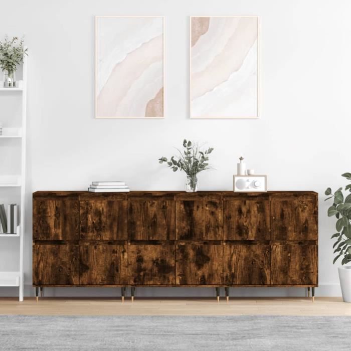 VidaXL Buffets 3 Pcs Smoked Oak Engineered Wood 3190194
