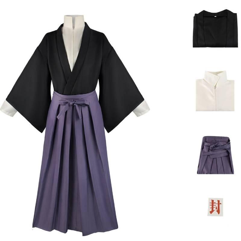 Demon Slayer Tanjiro Kamado Halloween Cosplay Costume Set Polyester Fabric Purple