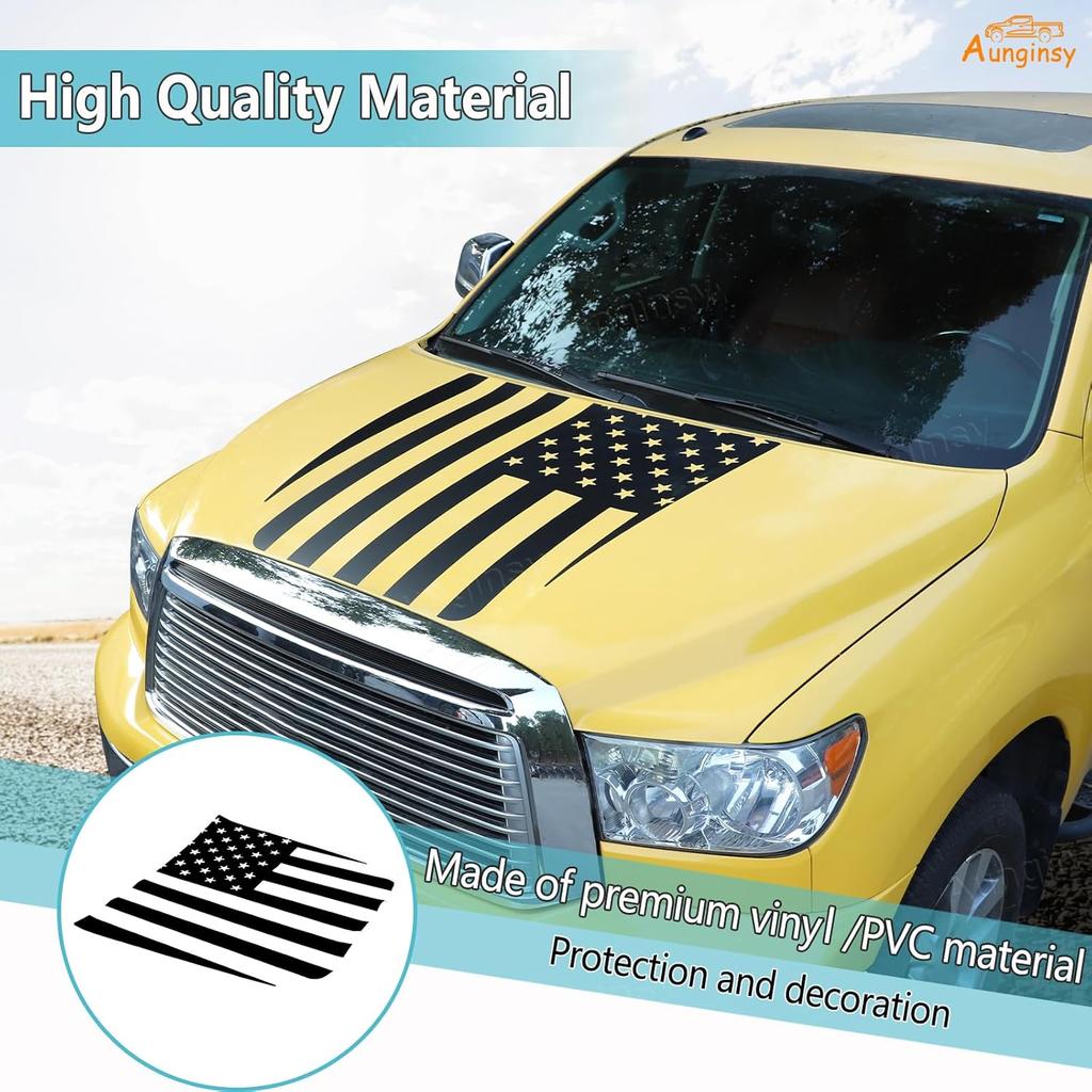 Aunginsy Front Hood Panel Decal Sticker Compatible with Toyota Tundra 2007-2013 Car Front Hood Engine Panel Precut Vinyl Decal American Flag Graphic