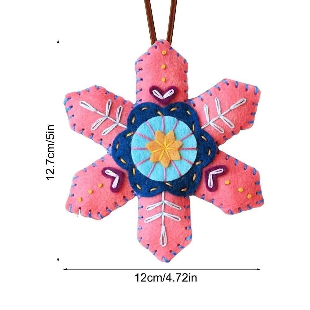 Vibrant Christmas Felt Ornament Kit DIY Crafts Handmade Sewing Kit Christmas Snowflake Felt Ornament Kit Material Package