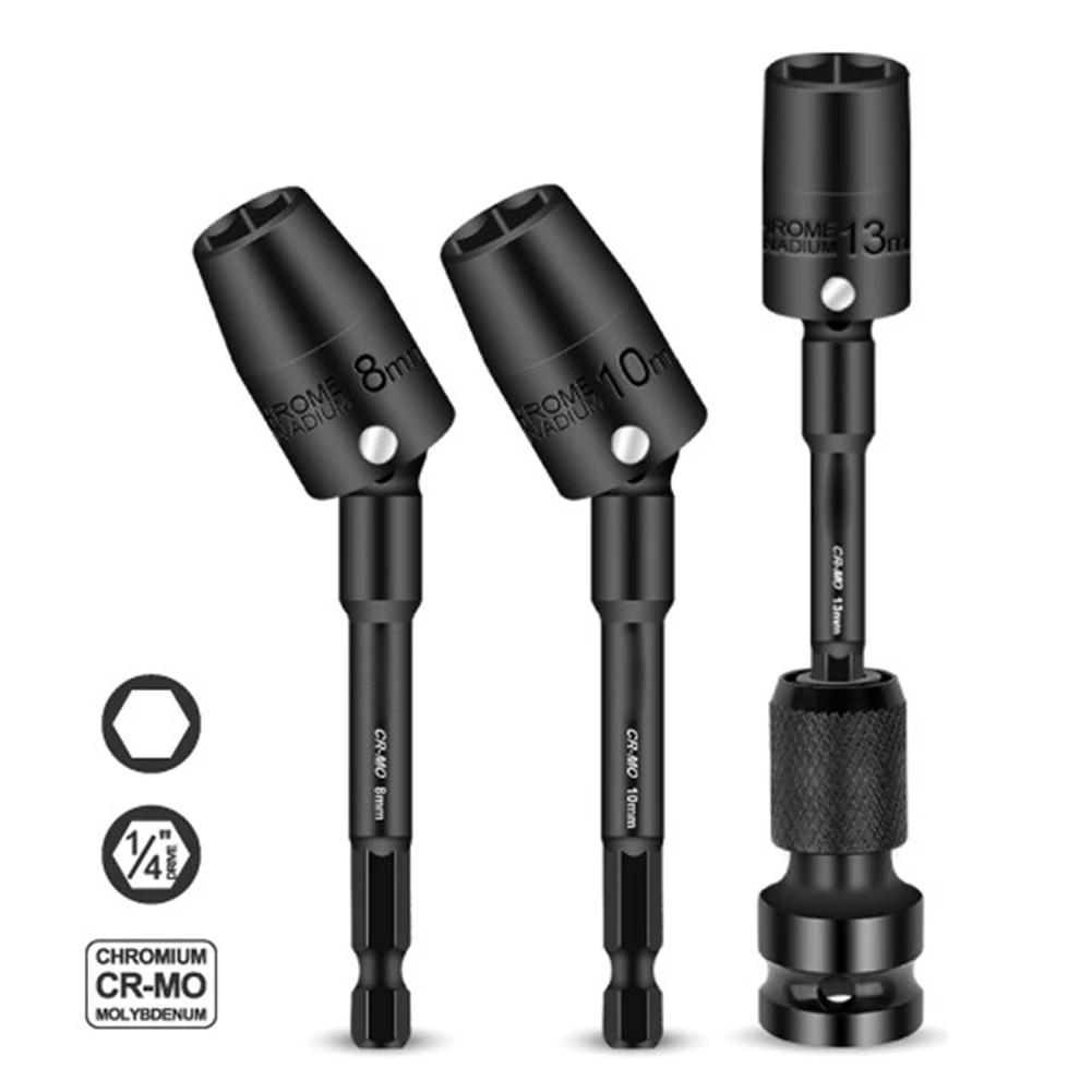 1Pc 100mm Hex Socket 360 Degree Rotatable H8-H19 Head Adapter Electric For Impact Driver Socket Wrench Power Tools Accessories