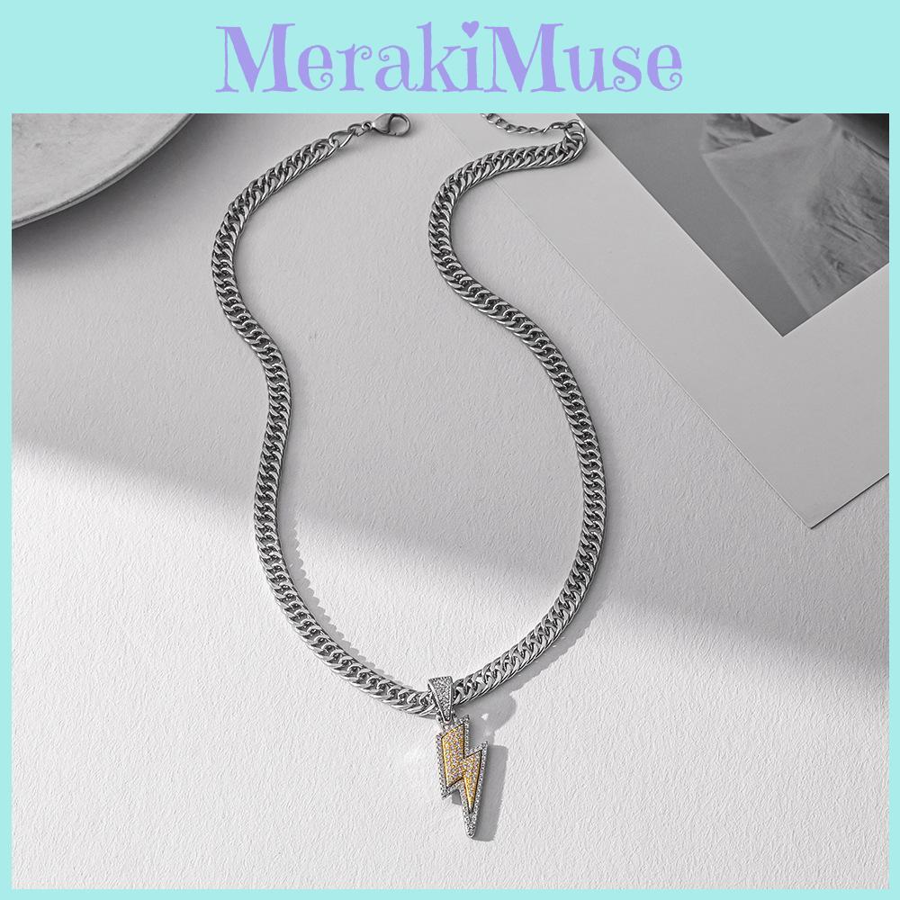 Lightning Chain Necklace Copper Microinlaid Geometric Jewelry For Street Dance Styles