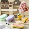 Ice Cube Mold Effortless Push-Type Release Ice Tray Storage Box BPA-Free Stackable Flexible Ice Cube Maker for Home Use
