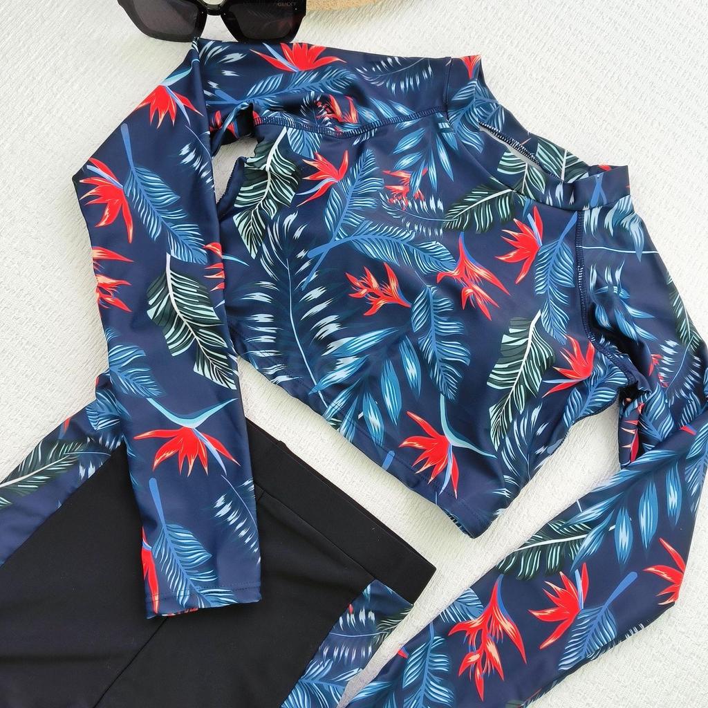 2025 Women's Slimming Two-Piece Surfing Swimsuit: Long Sleeve Top & High Waist Pants