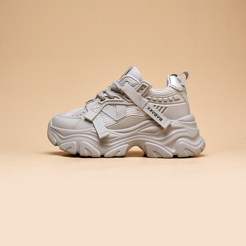 

Mesh breathable dad shoes women s 2025 summer thin muffin thick-soled casual sports small inner height-increasing women s shoes 34 серый