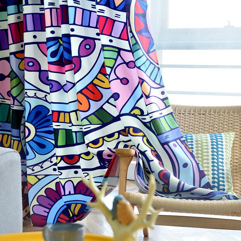 2 Curtains Exotic Bohemian Curtains Creative Personality Abstract Curtain Impression Pattern Classical Living Room Bedroom Shade