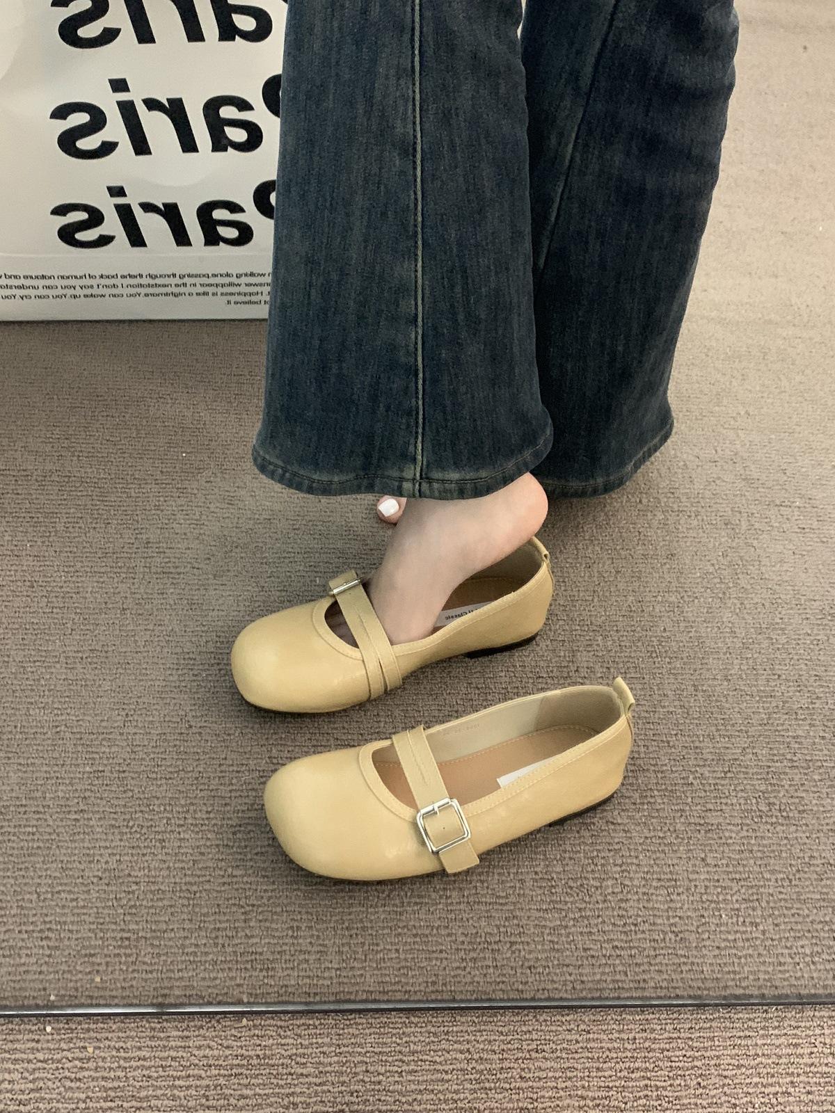 

Корейские нежные вечерние кремово-желтые туфли Мэри Джейн женские весенне-осенние балетки с мягкой подошвой, верхняя одежда с юбкой, туфли бабушки 35 абрикосовый