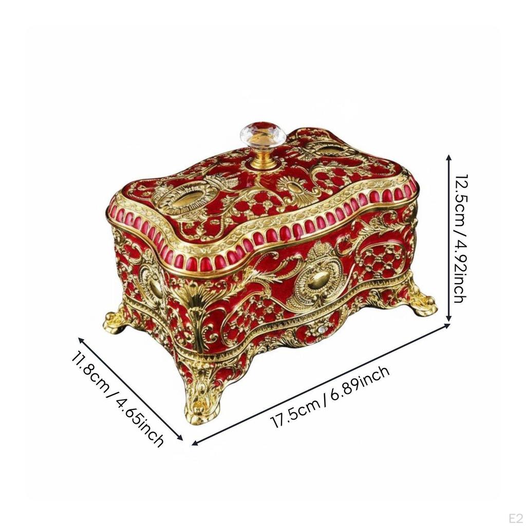 Europejskie Puzderko na Biżuterię Elegancki Design Ozdobne Metalowe Pudełko Ręcznie Malowany Vintage Pamiątka dla