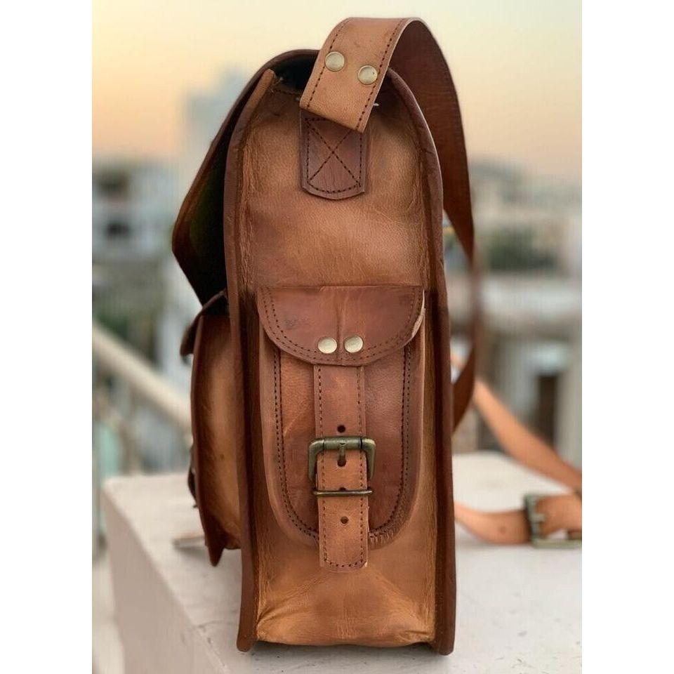 Мужская сумка-мессенджер из козьей кожи Настоящая сумка-сэтчел из натуральной кожи — фото 2