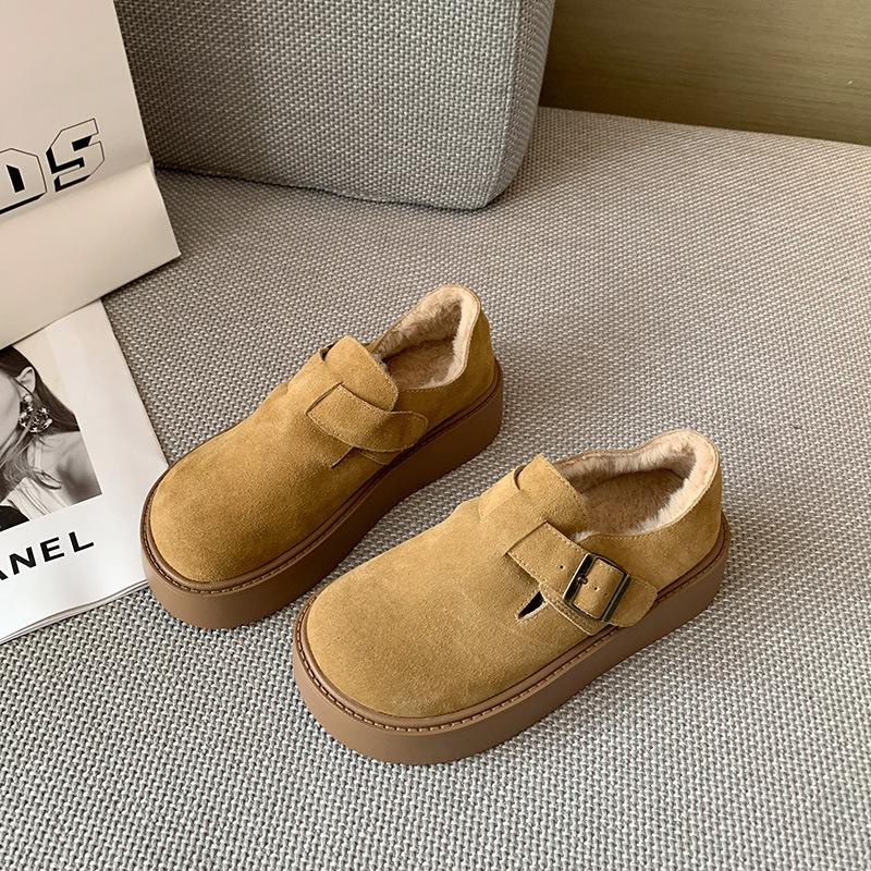 Thick-soled Plush Women's Warm Cotton Shoes Wear Snow Boots Wide Fat Feet Large Size Women's Shoes