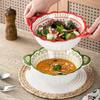 Lovely Large Capacity Ceramic Soup Bowl with Handle Suitable for Salads, Fruits, Pasta, Desserts, Etc Suitable for the Oven