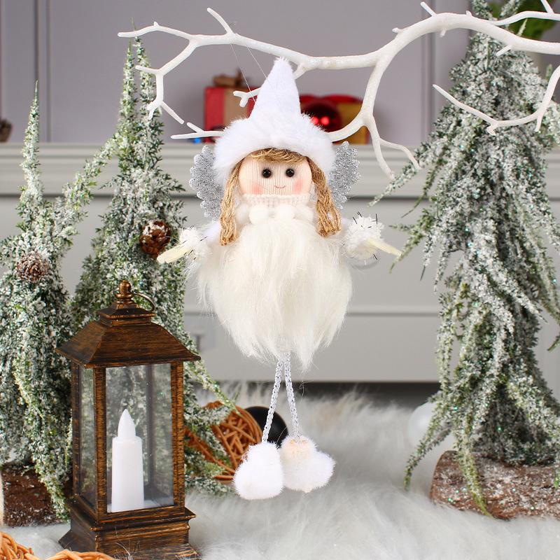 

Рождественская плюшевая кукла-ангел с перьями, подвеска на рождественскую елку, милая праздничная кукла с длинными ногами, подвеска W2-43 Women s Silver Wings