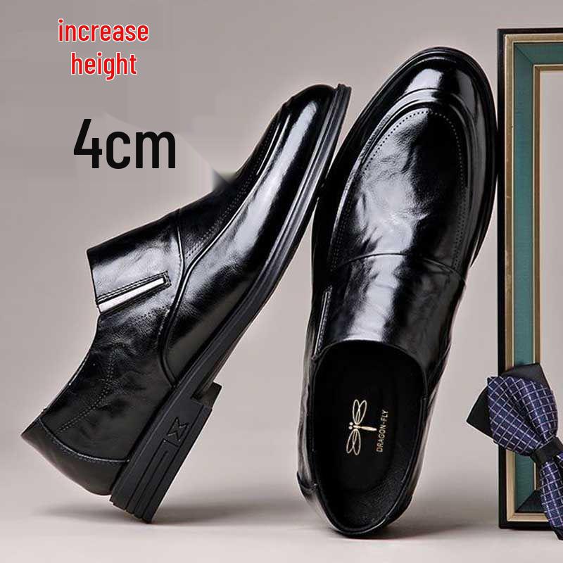 

Мужские кожаные слипоны в британском стиле для бизнеса: Формальные, Нескользящие, Мягкая подошва, Увеличивающие рост - Идеальны для работы и свадеб. 43