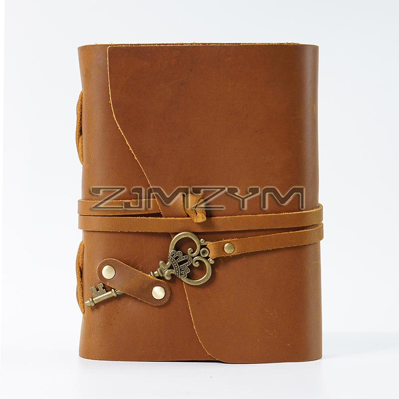 Retro Leather Joural Diary Handmade Notebook With Key Travel Book Blank Paper 300 Pages Gifts