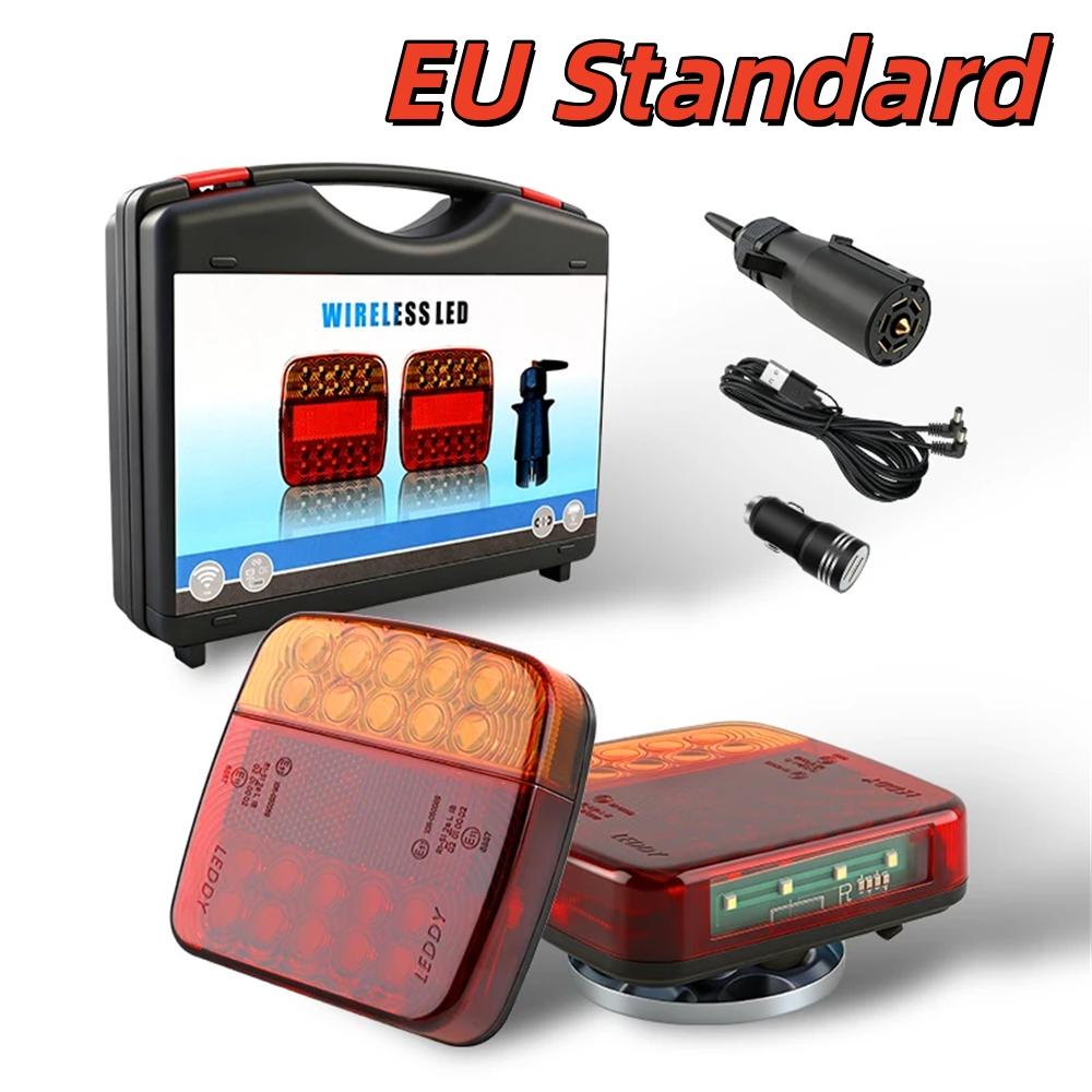 Kit de 2 feux arrière LED magnétiques sans fil rechargeables et étanches pour remorques, camions, camping-cars, bateaux, caravanes
